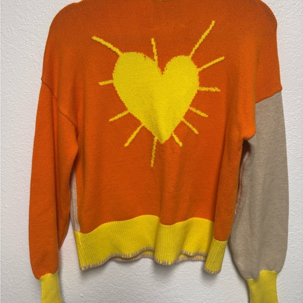 XO KIR by Kerri Rosenthal Colorblock Heart Cardigan Sweater - Picture 7 of 10
